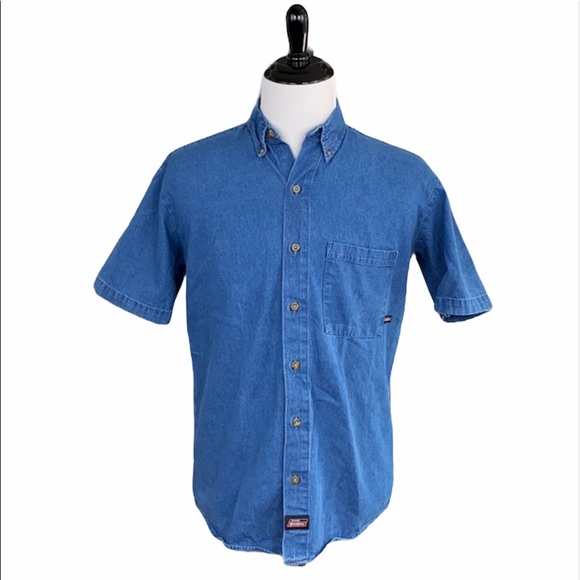 Dickies Denim Medium Wash Short Sleeve Button Down Shirt